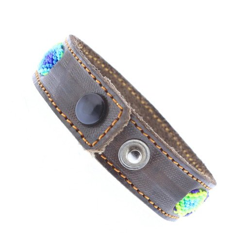 SALTILLO Bracelet Mexicain Tissage & Cuir