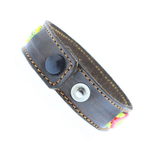 ACAPULCO Bracelet Mexicain Tissage & Cuir