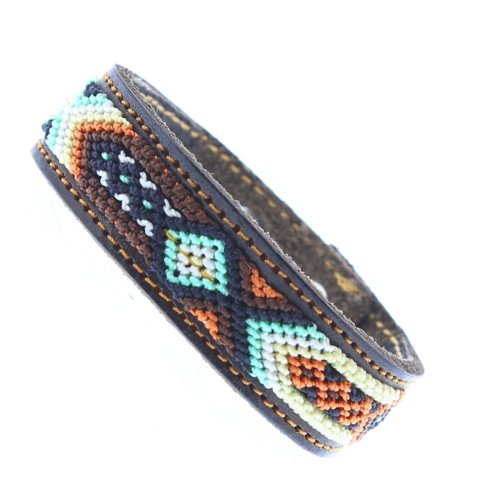 SAN MIGUEL Bracelet Mexicain Tissage & Cuir
