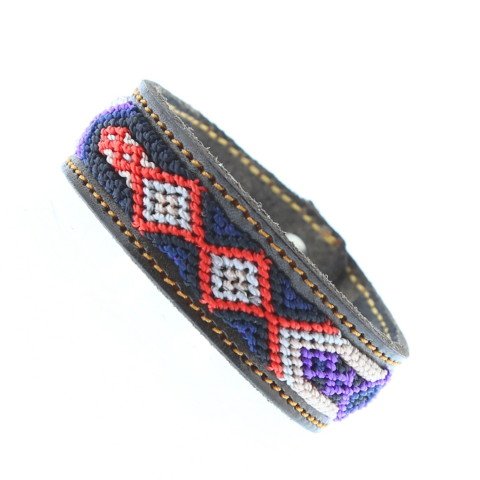 TEPOZTLAN Bracelet Mexicain Tissage & Cuir