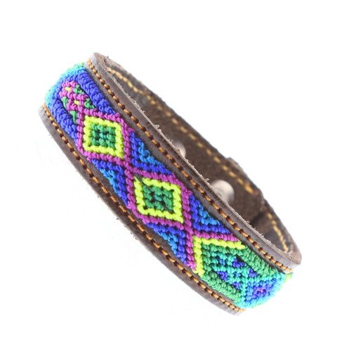 ACULCO Bracelet Mexicain Tissage & Cuir