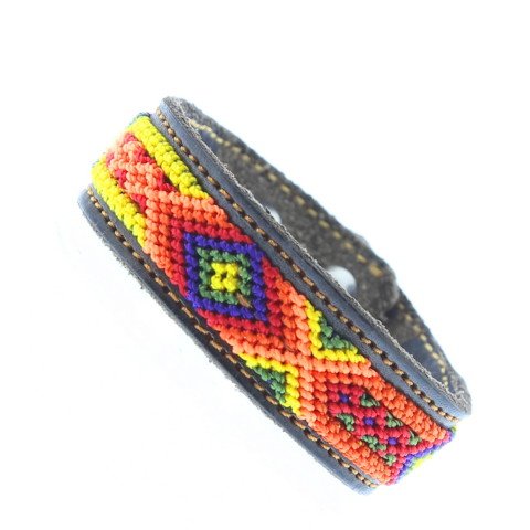 AQUISMON Bracelet Mexicain Tissage & Cuir