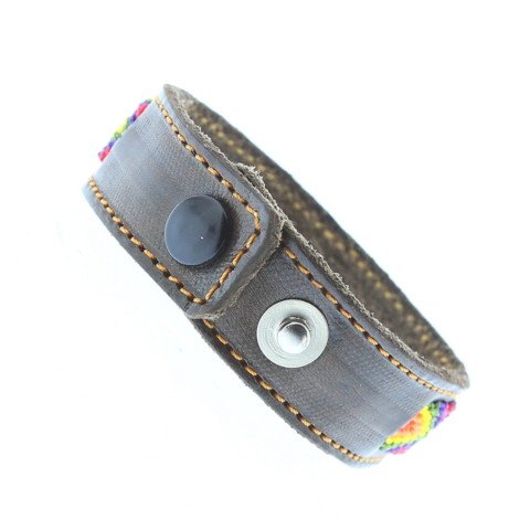 AQUISMON Bracelet Mexicain Tissage & Cuir