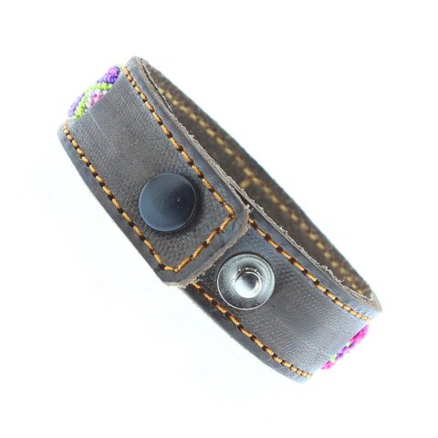 BATOPILES Bracelet Mexicain Tissage & Cuir