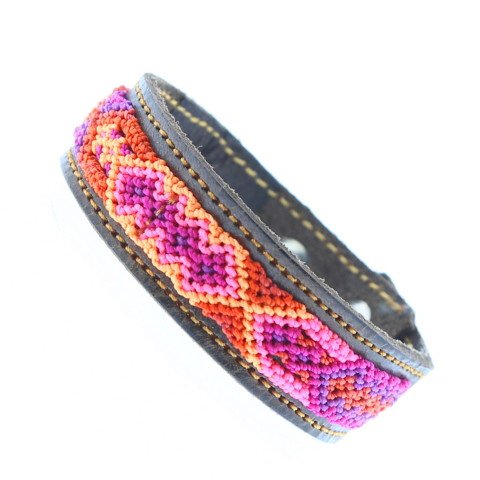 CHOLULA Bracelet Mexicain Tissage & Cuir